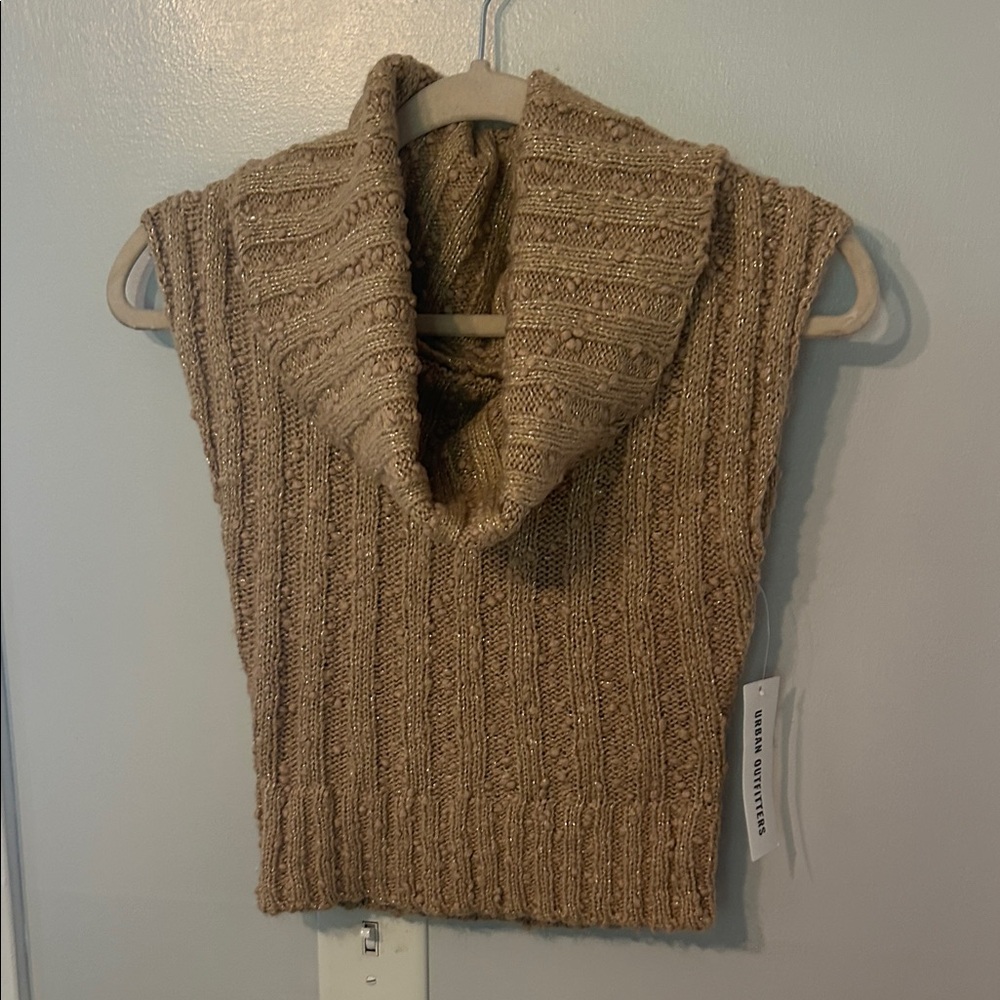 Silence + Noise Ribbed Brown Cowl Neck Sweater